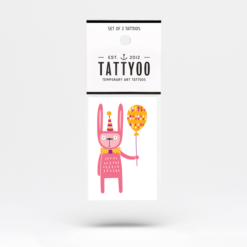 Tattyoo Temporary Tattoo - Party Bunny