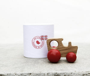 Hop & Peck Handmade Wooden Tractor Toy - Red