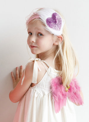 Heart Sequin & Feather Headband